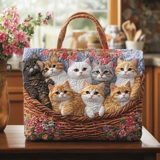 Women's Trendy Printed Tote & Shoulder Bag - Canvas Lined Oxford Cloth