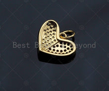 Load image into Gallery viewer, Heart Pink Pendant/Charm, Pink Mother-of-pearl Heart Pendant, Cubic Zirconia Pendant, Gold Tone,14x11 mm, Sku#LK72