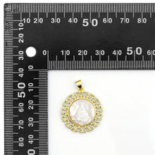 Load image into Gallery viewer, Gold Round Mop Pearl Religous Charm, Sku#LX240