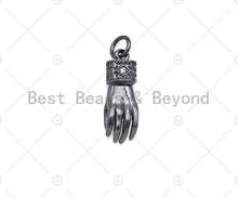 Load image into Gallery viewer, CZ Micro Pave Hand Shape Pendant/Charm,Cubic Zirconia Gold/Silver/Black Charm, Necklace Bracelet Charm Pendant, 6x18mm, Sku#L548
