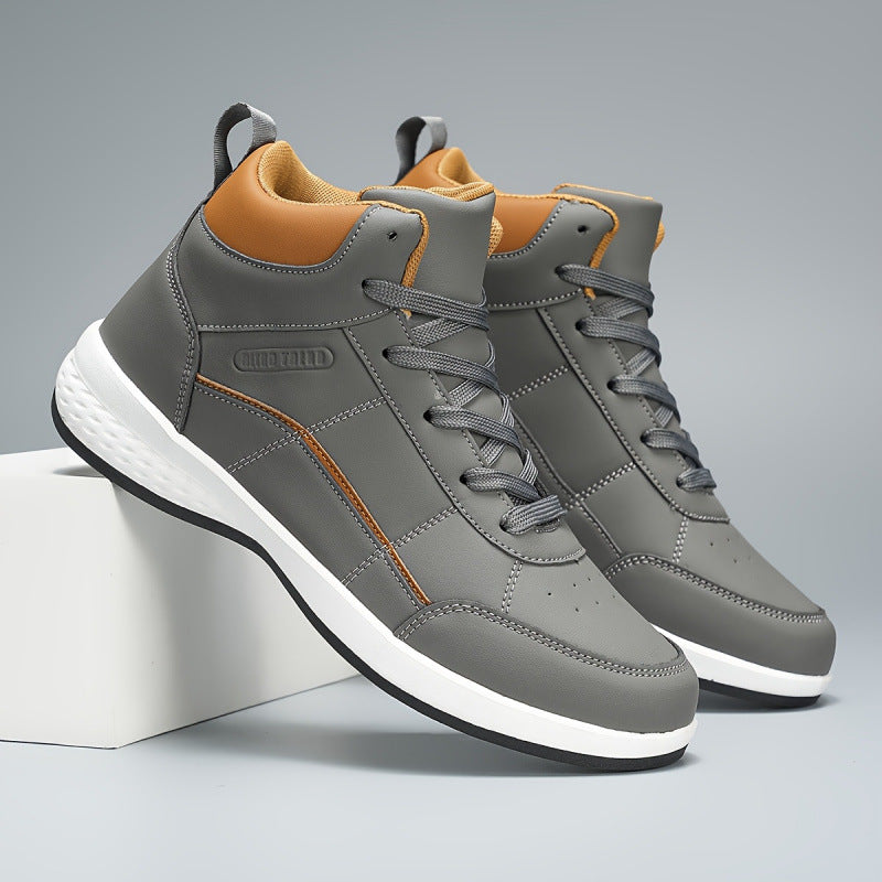 Men's High Top Lace-Up Boots | Anti-Slip PU Leather Loafer Shoes for Men & Women