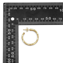 Load image into Gallery viewer, Gold Silver CZ Rectangle Bamboo Link Hoop Earrings, Sku#A129