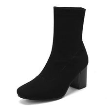 Load image into Gallery viewer, Women's Over-the-Knee Stretch Satin Boots | Chunky Heel Ankle Boots