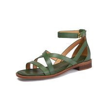 Load image into Gallery viewer, Women's Retro Cross-Strap Flat Sandals - Genuine Leather Open Toe Ankle Buckle Shoes