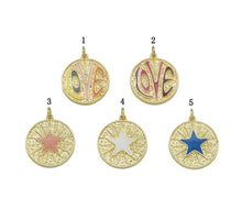 Load image into Gallery viewer, Gold Colorful Enamel Star Love Coin Charm, Sku#LX169