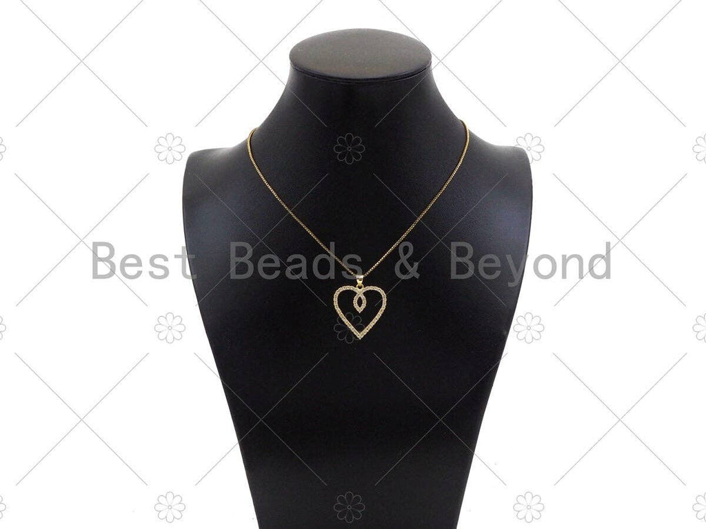 Gold Filled CZ Micro Pave Double Heart Shape Pendant, 18K Gold Filled Charm, Necklace Bracelet Charm Pendant,25x27mm,Sku#LD95