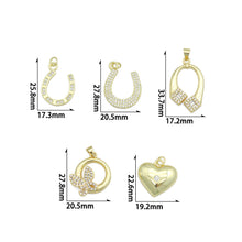 Load image into Gallery viewer, Clear CZ Gold Horseshoe Heart Butterfly Charm Pendant,Sku#LK1253