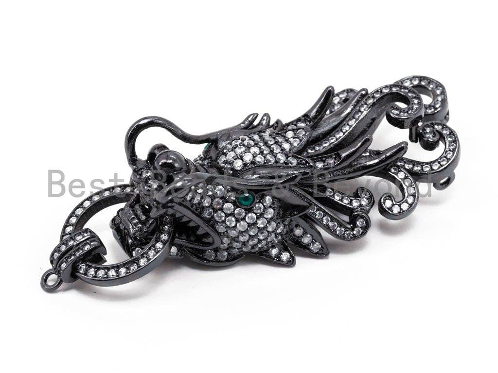 CZ Micro Pave Dragon Head Pendant Connector/Pendant Link with Jump Ring, CZ Pave Pendant, 63x21mm, sku#K49
