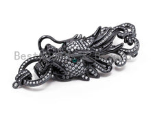 Load image into Gallery viewer, CZ Micro Pave Dragon Head Pendant Connector/Pendant Link with Jump Ring, CZ Pave Pendant, 63x21mm, sku#K49