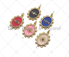Load image into Gallery viewer, Gold Filled Evil Eye On Colorful Enamel Oval Shape Pendant, 18K Gold Filled Enamel Charm,Enamel Jewelry,20x27mm,Sku#L569
