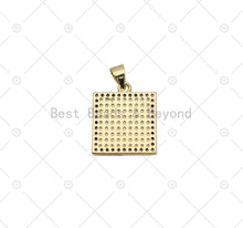 Load image into Gallery viewer, CZ Micro Pave Embossment Flower On Square Shape Pendant, 18K Gold Filled CZ Charm, Necklace Bracelet Charm Pendant,mm,Sku#LK498