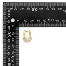 Load image into Gallery viewer, Gold Silver CZ Pearl Lock Huggie Earrings, Sku#B376