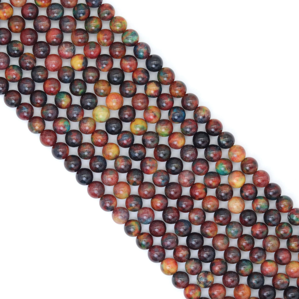 Red Brown Green Jade Round Smooth Beads, Sku#U2015