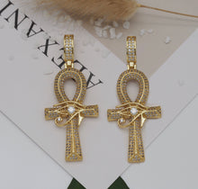Load image into Gallery viewer, CZ Teardrop On Cross Shape Charm, Sku#LK618