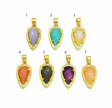 Load image into Gallery viewer, Gold Colorful Teardrop Gemstone Charm, Sku#LY08