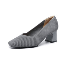 Load image into Gallery viewer, Women's Chunky Heel Square Toe Slip-On High Heels | Flyknit Upper | Multiple Colors