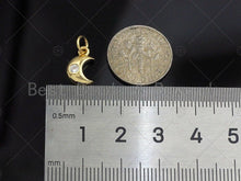 Load image into Gallery viewer, CZ Micro Pave  Cresent Moon Heart Star Shape Pendant, Gold Plated Jewelry, Necklace Bracelet Charm Pendant, 9x10mm,sku#LD04