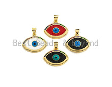 Load image into Gallery viewer, Enamel Colorful Evil Eye Pendant,CZ Micro Pave Oil Drop pendant,Enamel pendant,Enamel Jewelry,21x18mm,sku#F1035