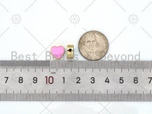 Load image into Gallery viewer, Enamel Colorful Heart Spacer Beads, Heart beads, Pink Turquoise Black Yellow Enamel Jewelry,10mm,Sku#N59