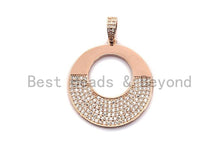 Load image into Gallery viewer, Clear CZ Micro Pave Round Hollow out Pendant, CZ Pave pendant, Frame Shape Pendant, Focal Penant, 30x40mm, sku#X100