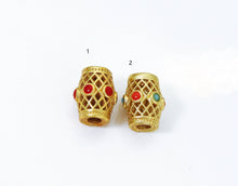 Load image into Gallery viewer, Gold Enamel Drum Spacer Beads, Sku#LX66