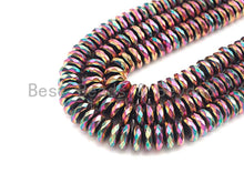 Load image into Gallery viewer, NEW Titanium Red Green Multicolor Hematite, Rondelle Faceted 6mm/8mm/10mm, Natural Hematite beads, 15.5 Full Strand, S127