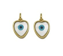 Load image into Gallery viewer, Enamel Evil Eye On Mother of Pearl Heart Charm, Sku#L670