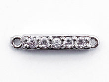 Load image into Gallery viewer, CZ Clear Micro Pave Small Bar Shaped Connector for Bracelet/Necklace, Cubic Zirconia Link Connector, 3x16mm, 1pc/2pcs, sku#A64
