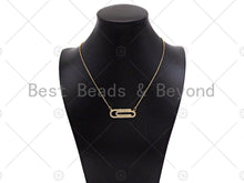 Load image into Gallery viewer, CZ Micro Pave Paper Clip Charm,Cubic Zirconia Silver/Gold Connector, Necklace Bracelet Charm Pendant, 12x35mm, Sku#L553