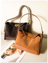 Load image into Gallery viewer, Sophisticated Suede Women's Tote Bag - Genuine Leather Handbag with Multiple Compartments