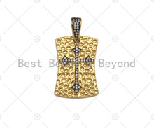 Load image into Gallery viewer, CZ Micro Pave Dual Color Cross On Shield Pendant, Sku#L281