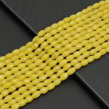 Load image into Gallery viewer, Bright Yellow Jade Rice Faceted Beads, Sku#U1970