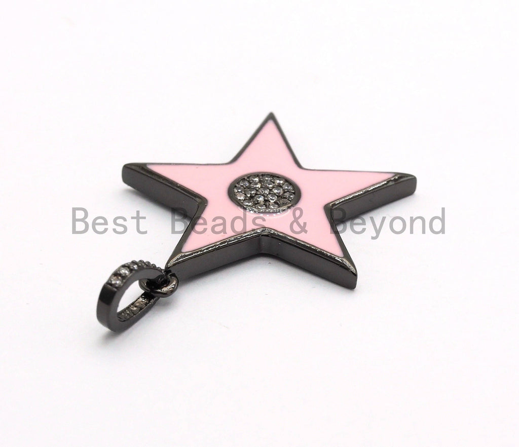 NEW Enamel Colorful Star Pendant,CZ Micro Pave Oil Drop Star pendant,Enamel pendant,Enamel Jewelry,28x31mm,sku#F574