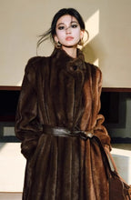 Load image into Gallery viewer, Mink-textured Three-dimensional Silhouette Belt Eco-fur Coat