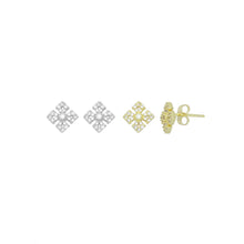 Load image into Gallery viewer, Gold Silver Flower Shape Stud Earrings, Sku#A441