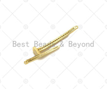 Load image into Gallery viewer, CZ Clear Micro Pave Nail and Hammer Shaped Connector for Bracelet/Necklace, Cubic Zirconia Link Connector, 7x37mm, Sku#FH149