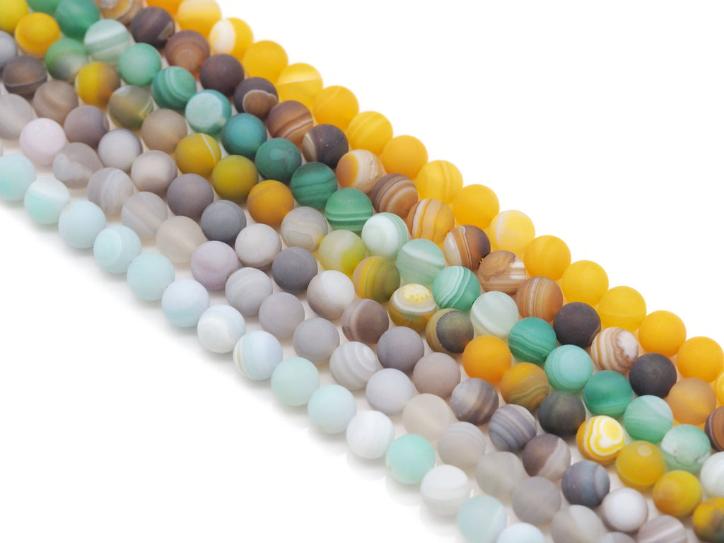 Matt Banded Agate Roudn Smooth Beads, Sku#UA238