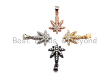 Load image into Gallery viewer, CZ Micro Pave Maple Leaf Flower Shaped Pendant/Charm, Cubic Zirconia Pendant Charm,14x21mm,sku#F915