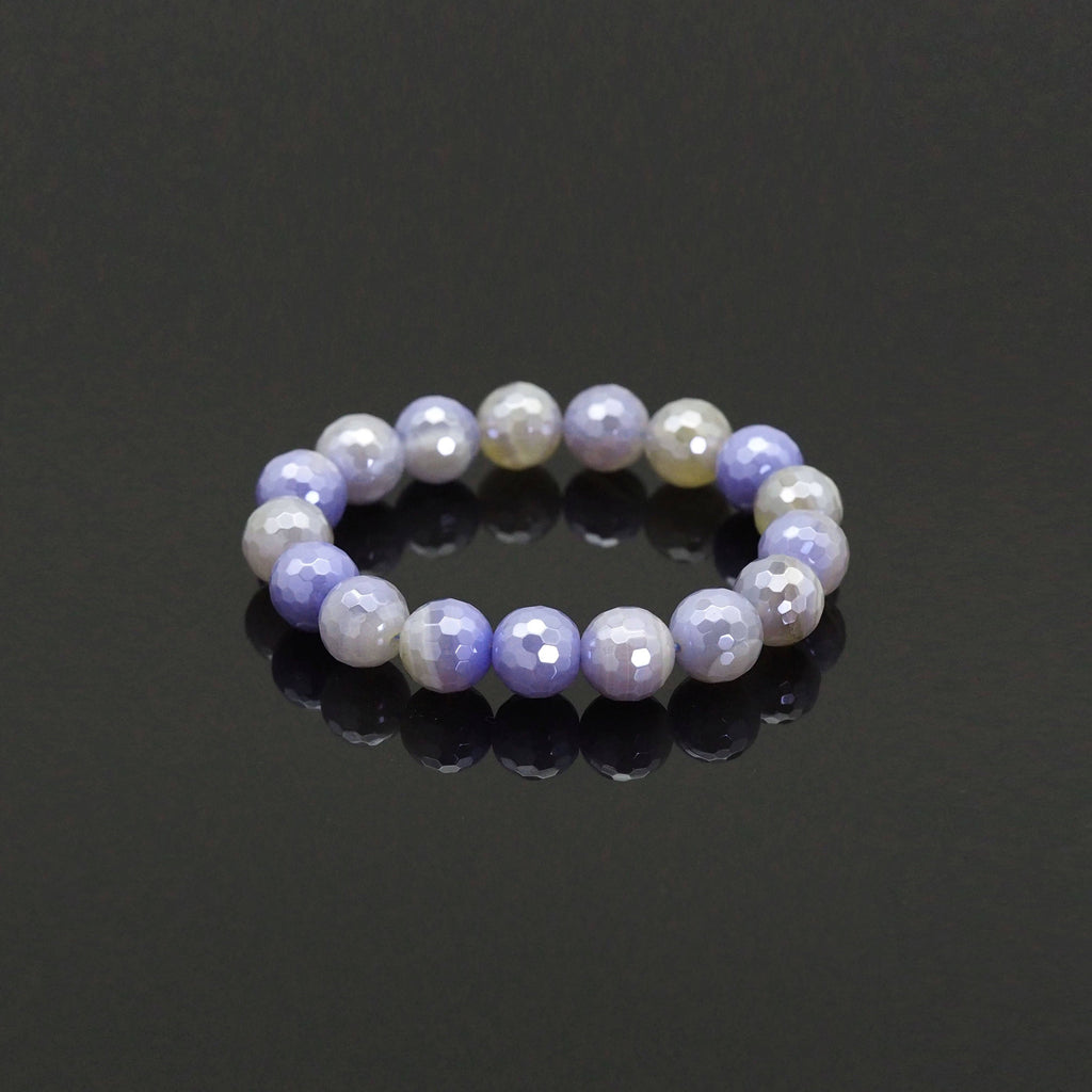 Mystic Blue Banded Agate Stretchy Bracelet, 8mm/10mm/12mm, SKU#EF402