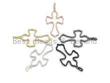 Load image into Gallery viewer, CZ Micro Pave Large Hollow out Cross Pendant/Focal, Cubic Zirconia Paved Charm, Necklace Bracelet Charm Pendant, 31x52mm,sku#F671