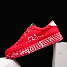 Load image into Gallery viewer, Love Print Canvas Shoes | Unisex Lace-Up Flats Casual Sneakers
