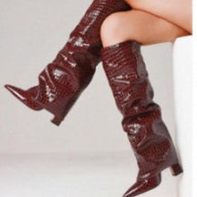 Load image into Gallery viewer, Women's Chunky Heel High-Top Over-the-Knee Boots | Buckle Pointed Toe PU Leather