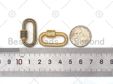 Load image into Gallery viewer, Fully CZ Micro Pave Oval Screw Clasp, Oval Pave Clasp, Green/Cobalt/Clear Color Carabinar Clasp,16x29mm,sku#ML48