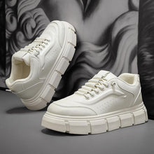 Load image into Gallery viewer, Men's Stylish Microfiber Leather Chunky Sole Casual Sneakers | Lace-Up Low-Top Height Lift Shoes