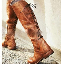 Load image into Gallery viewer, Women's Over-the-Knee Boots | Zip-up Chunky Heel | Synthetic PU | Black &amp; Brown