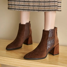 Load image into Gallery viewer, Women's Minimalist British-Style Short Ankle Boots with Back Zipper | Suede Leather