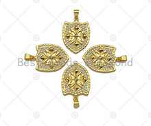 Load image into Gallery viewer, CZ Micro Pave Cross On Shield Shape Pendant/Charm,Cubic Zirconia Charm, Necklace Bracelet Charm Pendant,19x26mm, Sku#LK189