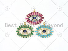 Load image into Gallery viewer, Large Bargutte CZ Micro Pave Evil Eye Shape Pendant/Charm, Gold Filled Evil Eye Pendant, 30x42mm,Sku#LK421