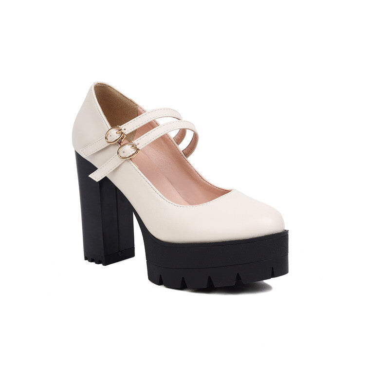 Women's Chunky Heel Pointed Toe Pumps - Plus Size High Heels 8cm