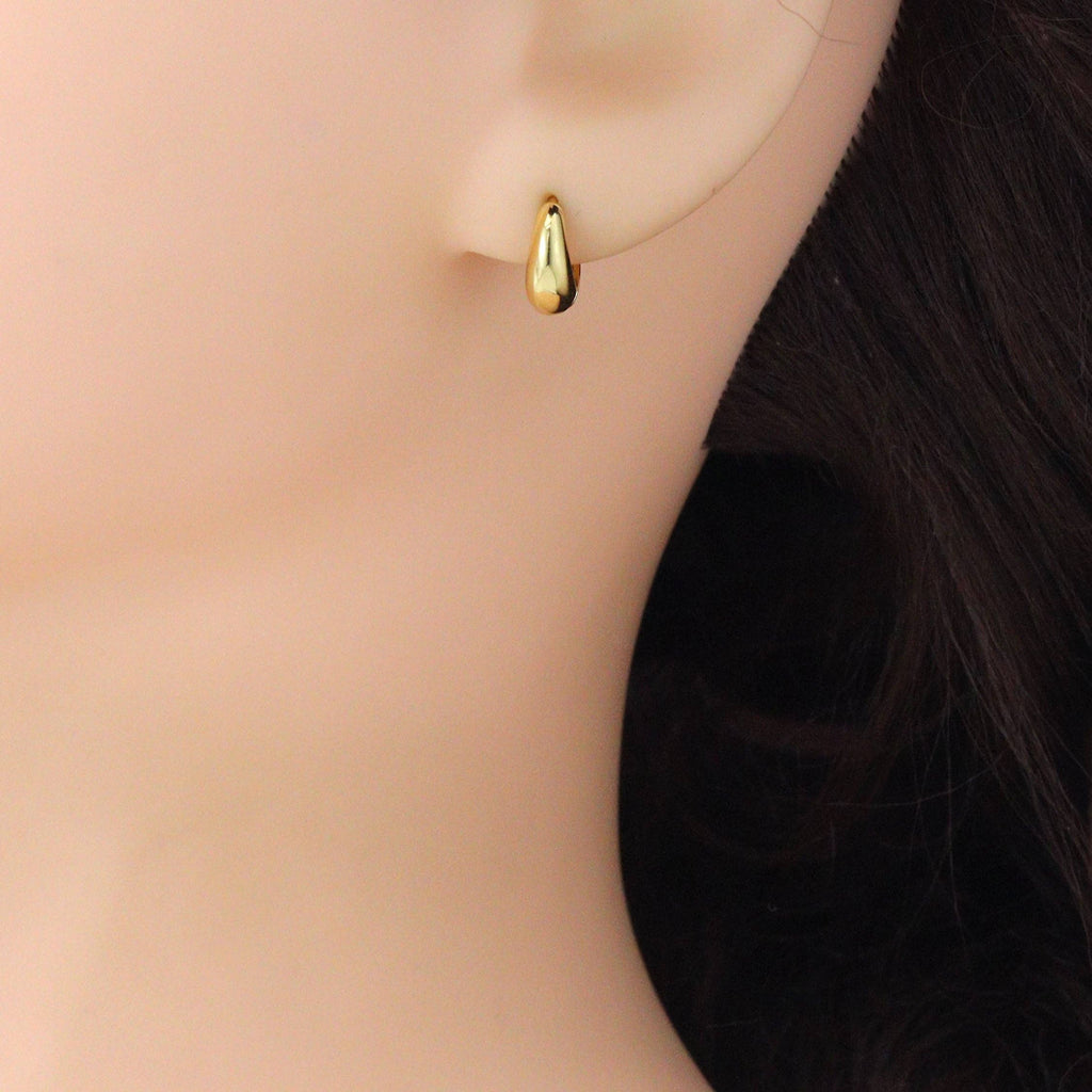 Plain Gold Oval Shape Everyday Hoop Earrings, Sku#LD742